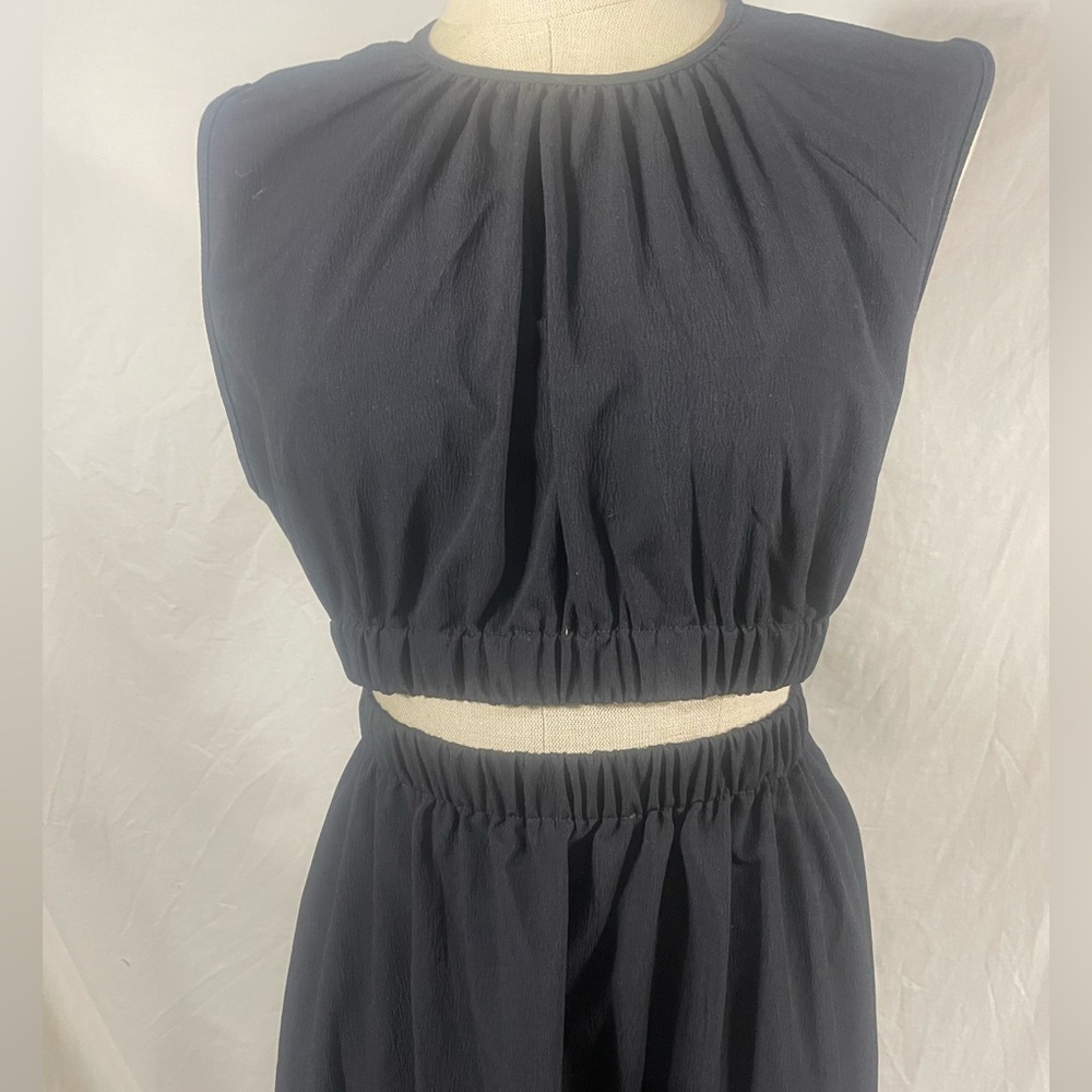 Cider Cut Out Ruched Black Midi Dress Size XL - Picture 6 of 11